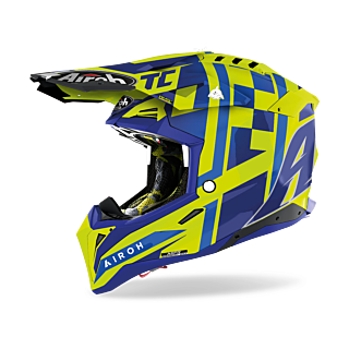Airoh Crosshelm Aviator 3 TC21 - Glans Fluo Geel / Blauw