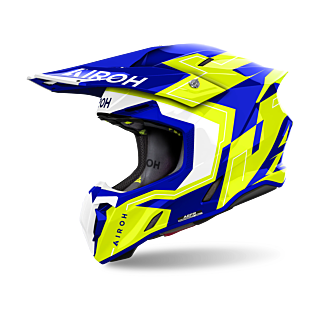 Airoh Crosshelm Twist 3 Dizzy - Glans Blauw / Geel
