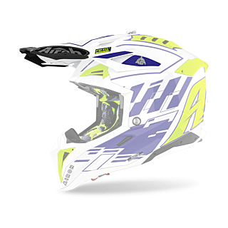 Airoh Helmklep Aviator 3 Rampage - Glans Blauw / Wit / Fluo Geel