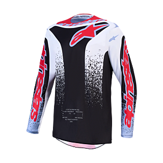 Alpinestars Cross Shirt 2027 Fluid Drag - Zwart / Wit / Licht Blauw / Fluo Rood