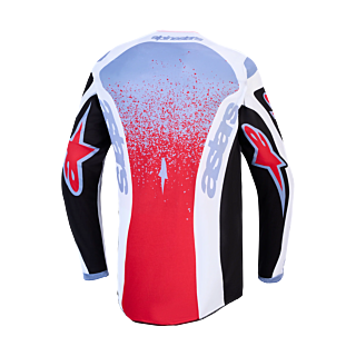 Alpinestars Cross Shirt 2027 Fluid Drag - Zwart / Wit / Licht Blauw / Fluo Rood