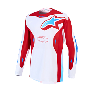 Alpinestars Cross Shirt 2027 Racer Hunt - Wit / Fire Rood / Ucla Blauw