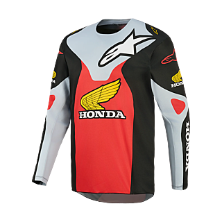 Alpinestars Cross Shirt 2027 Racer Veil Honda - Zwart / Grijs / Rood