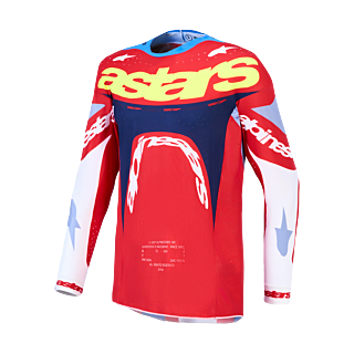 Alpinestars Cross Shirt 2027 Supertech Dyna - Fire Rood / Wit / Navy / Blauw