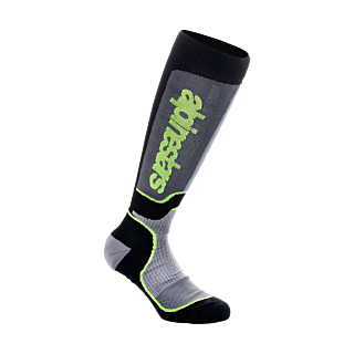 Alpinestars Cross Sokken MX PLUS - Zwart / Grijs / Fluo Geel