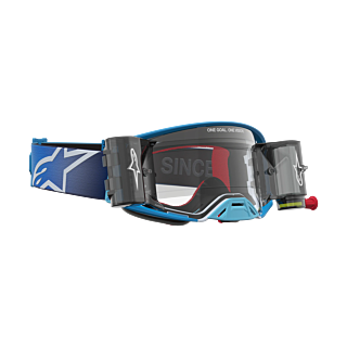 Alpinestars Crossbril Roll-Off Supertech Firma - Blauw / Zilver - Clear Lens