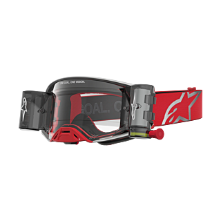 Alpinestars Crossbril Roll-Off Supertech Firma - Rood / Zilver - Clear Lens