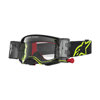 Alpinestars Crossbril Roll-Off Supertech Firma - Zwart / Fluo Geel - Clear Lens
