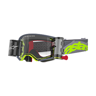 Alpinestars Crossbril Roll-Off Supertech Stream - Grijs / Geel / Zwart - Clear Lens
