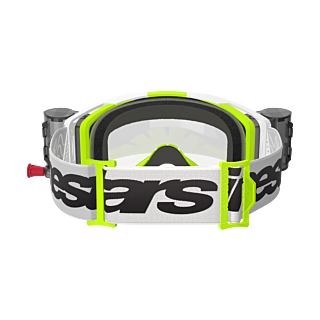 Alpinestars Crossbril Roll-Off Vision 8 Wordmark - Wit / Fluo Geel - Clear Lens