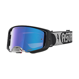 Alpinestars Crossbril Supertech Atrox - Zwart / Zilver - Spiegel Roze Lens
