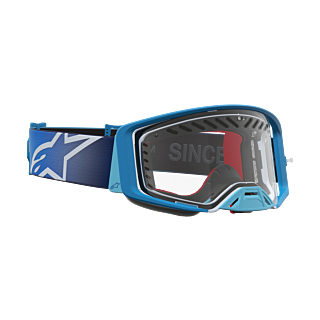 Alpinestars Crossbril Supertech Dura Air Fluid - Fade Blauw / Zilver - Modulator Vented Clear Lens