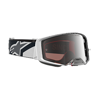 Alpinestars Crossbril Supertech Hiten - Wit / Zwart - Spiegel Zilver Lens