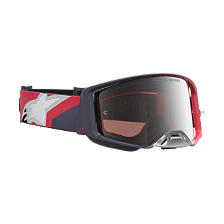 Alpinestars Crossbril Supertech Hiten - Zwart / Rood - Spiegel Zilver Lens