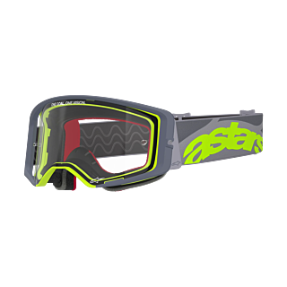 Alpinestars Crossbril Supertech Stream - Grijs / Geel / Zwart - Clear Lens