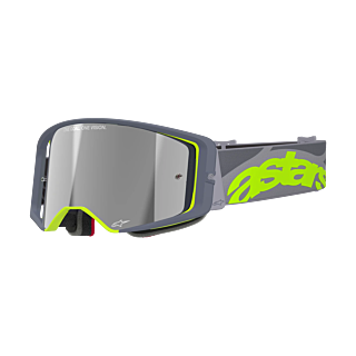 Alpinestars Crossbril Supertech Stream - Grijs / Geel / Zwart - Spiegel Zilver Lens