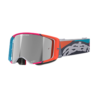 Alpinestars Crossbril Supertech Stream - Grijs / Multi - Spiegel Zilver Lens