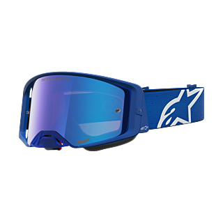 Alpinestars Crossbril Supertech Vesta - Blithe Blauw / Wit - Spiegel Blauw Lens
