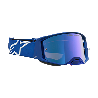 Alpinestars Crossbril Supertech Vesta - Blithe Blauw / Wit - Spiegel Blauw Lens