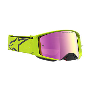 Alpinestars Crossbril Supertech Vesta - Fluo Geel / Zwart - Spiegel Roze Lens