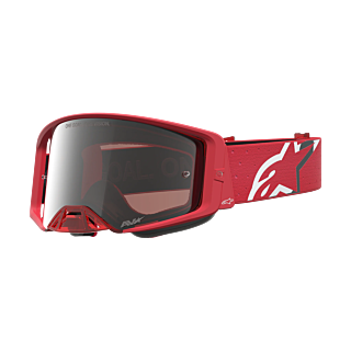 Alpinestars Crossbril Supertech Vesta - Fluo Rood / Chrome - Spiegel Zilver Lens