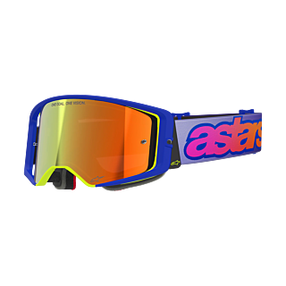 Alpinestars Crossbril Supertech Vista - Blauw / Geel / Paars - Spiegel Rood Lens