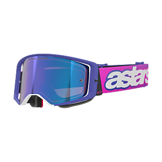 Alpinestars Crossbril Supertech Vista - Paars / Fluo Roze - Spiegel Blauw Lens