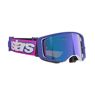 Alpinestars Crossbril Supertech Vista - Paars / Fluo Roze - Spiegel Blauw Lens