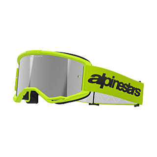 Alpinestars Crossbril Vision 3 Wordmark - Fluo Geel - Spiegel Zilver Lens