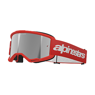 Alpinestars Crossbril Vision 3 Wordmark - Rood - Spiegel Zilver Lens