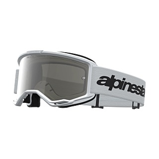Alpinestars Crossbril Vision 3 Wordmark - Wit / Zwart - Spiegel Zilver Lens