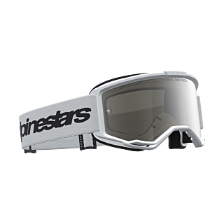 Alpinestars Crossbril Vision 3 Wordmark - Wit / Zwart - Spiegel Zilver Lens