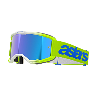 Alpinestars Crossbril Vision 5 Blaze - Fluo Geel / Blauw - Spiegel Blauw Lens