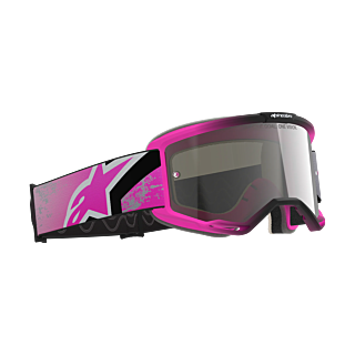 Alpinestars Crossbril Vision 5 Lahnd - Iron / Fluo Roze - Spiegel Zilver Lens