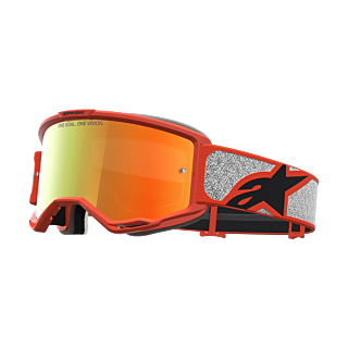 Alpinestars Crossbril Vision 5 Rora - Zilver / Oranje - Spiegel Rood Lens