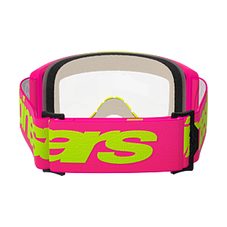 Alpinestars Crossbril Vision 5 Wordmark - Roze / Fluo Geel - Clear Lens