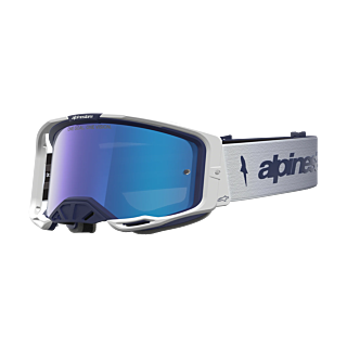 Alpinestars Crossbril Vision 8 Amber - Navy / Wit - Spiegel Blauw Lens
