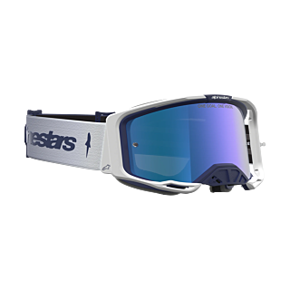 Alpinestars Crossbril Vision 8 Amber - Navy / Wit - Spiegel Blauw Lens