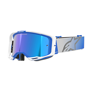Alpinestars Crossbril Vision 8 Corp - Blauw / Wit - Spiegel Blauw Lens