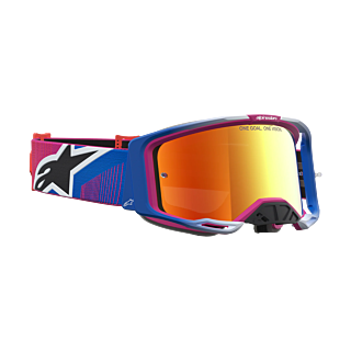 Alpinestars Crossbril Vision 8 Maven - Fire Rood / Zwart - Spiegel Rood Lens