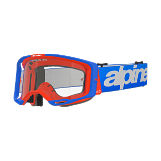 Alpinestars Crossbril Vision 8 Wordmark - Blauw / Oranje - Clear Lens