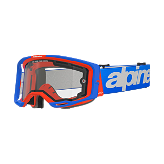 Alpinestars Crossbril Vision 8 Wordmark - Blauw / Oranje - Dual Vented Clear Lens