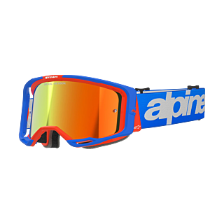 Alpinestars Crossbril Vision 8 Wordmark - Blauw / Oranje - Spiegel Rood Lens