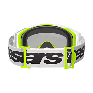 Alpinestars Crossbril Vision 8 Wordmark - Wit / Fluo Geel - Spiegel Zilver Lens