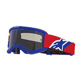 Alpinestars Crossbril Vision Sand - Blauw / Rood / Wit - Donker Smoke Lens