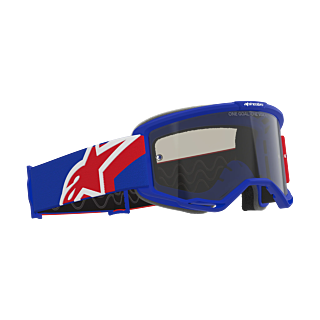 Alpinestars Crossbril Vision Sand - Blauw / Rood / Wit - Donker Smoke Lens