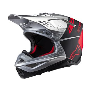 Alpinestars Crosshelm S-M10 Flood - Zilver / Zwart / Fluo Oranje
