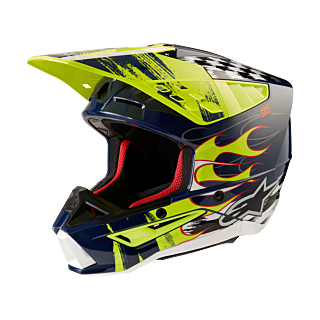 Alpinestars Crosshelm S-M5 Rash - Glans Donker Navy / Fluo Geel