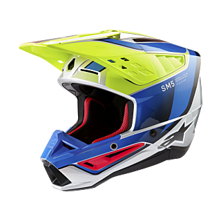 Alpinestars Crosshelm S-M5 Sail - Glans Fluo Geel / Blauw / Zilver
