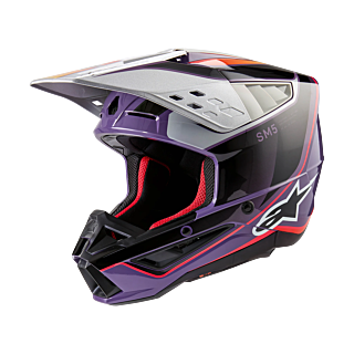 Alpinestars Crosshelm S-M5 Sail - Glans Violet / Zwart / Zilver